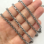 Load image into Gallery viewer, Oxidized 925 Sterling SilverDiamond Cut Oval Link Chain