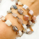 Load image into Gallery viewer, Coated Organic Multi Moonstone Oxidized Wire Chain