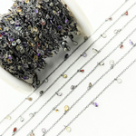 Load image into Gallery viewer, Multi Gemstone Dangle Oxidized Wire Chain.