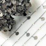 Load image into Gallery viewer, Moonstone and Dangle Disc Oxidized Wire Chain.