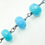 Load image into Gallery viewer, Turquoise Rondel Oxidized Wire Chain.