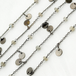 Load image into Gallery viewer, Labradorite and Dangle Disc Oxidized Wire Chain.