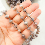 Load image into Gallery viewer, Coated Rondel Moonstone Oxidized Wire Chain.