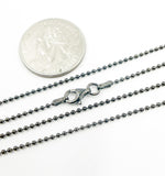 Load image into Gallery viewer, Black Rhodium 925 Sterling Silver Ball 1mm Necklace Chain. 20Necklace