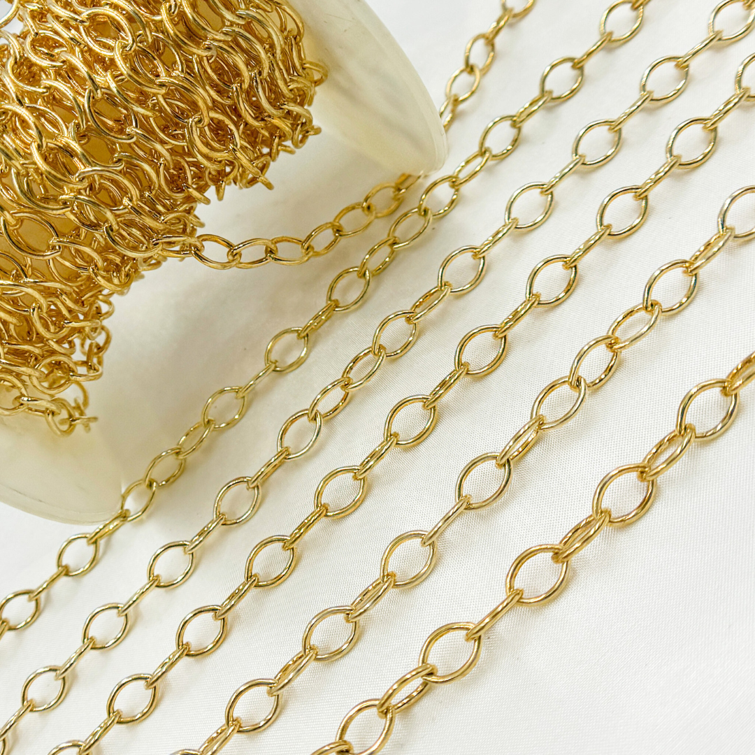 4703GP. Gold Plated 925 Sterling Silver Smooth Hollow Oval Link