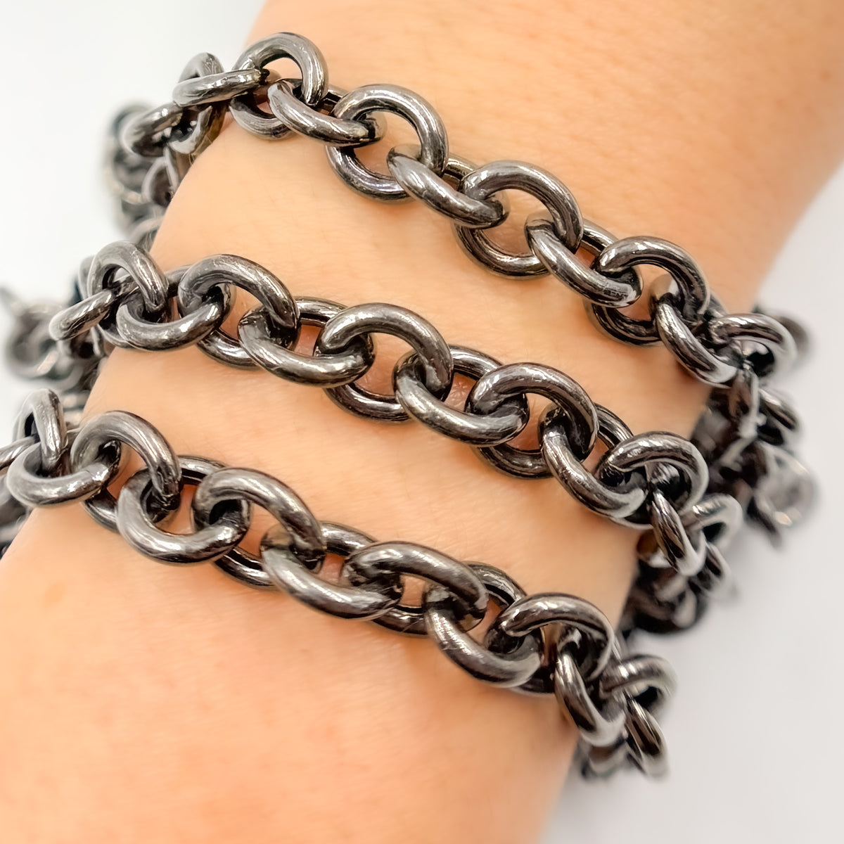 Black Rhodium Sterling Silver Cable Chain