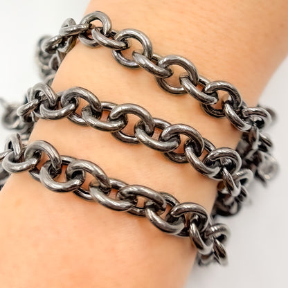 Black Rhodium Sterling Silver Cable Chain