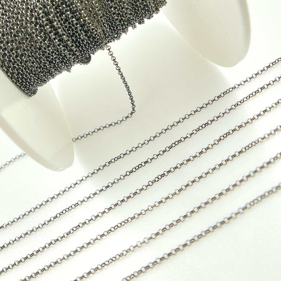 Black Rhodium Sterling Silver Rolo Chain