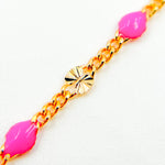 Load image into Gallery viewer, Gold Filled Pink Color Enamel Marina Link Chain

