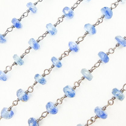 Kyanite Oxidized 925 Sterling Silver Wire Chain