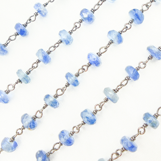Kyanite Oxidized 925 Sterling Silver Wire Chain