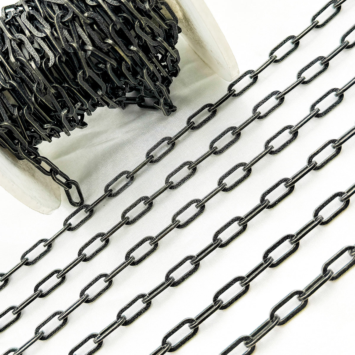 Black Rhodium Matt Sterling Silver Flat Paperclip Chain