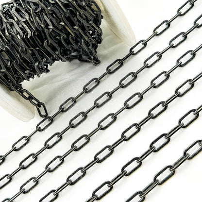 Black Rhodium Matt Sterling Silver Flat Paperclip Chain