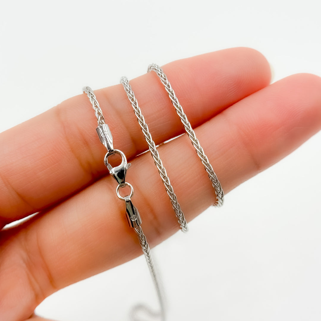 035SP3TFWG. 14K White Solid Gold Wheat Chain