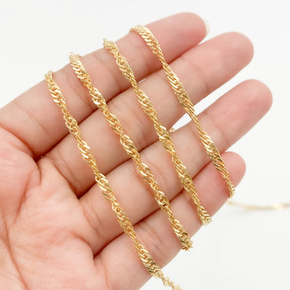 V318GF. 14K Gold Filled Twisted Singapore Unfinished Chain