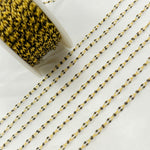 Load image into Gallery viewer, Gold Plated Enamel 925 Sterling Silver Black Enamel Chain. V245BKGP
