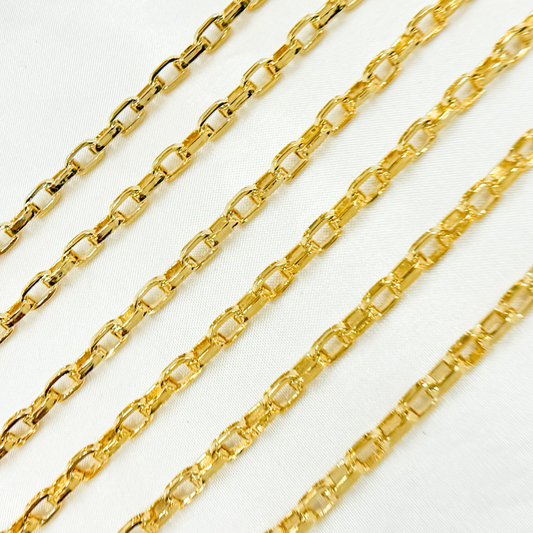 642506GP. Gold Plated Sterling Silver Flat Box Chain
