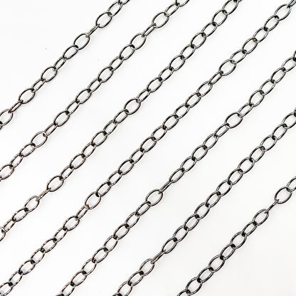 Black Rhodium Sterling Silver Cable Link Chain