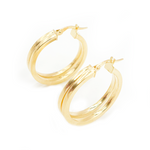 Load image into Gallery viewer, 15850021299. 14K Solid Gold Fancy Hollow Double Hoop Earrings