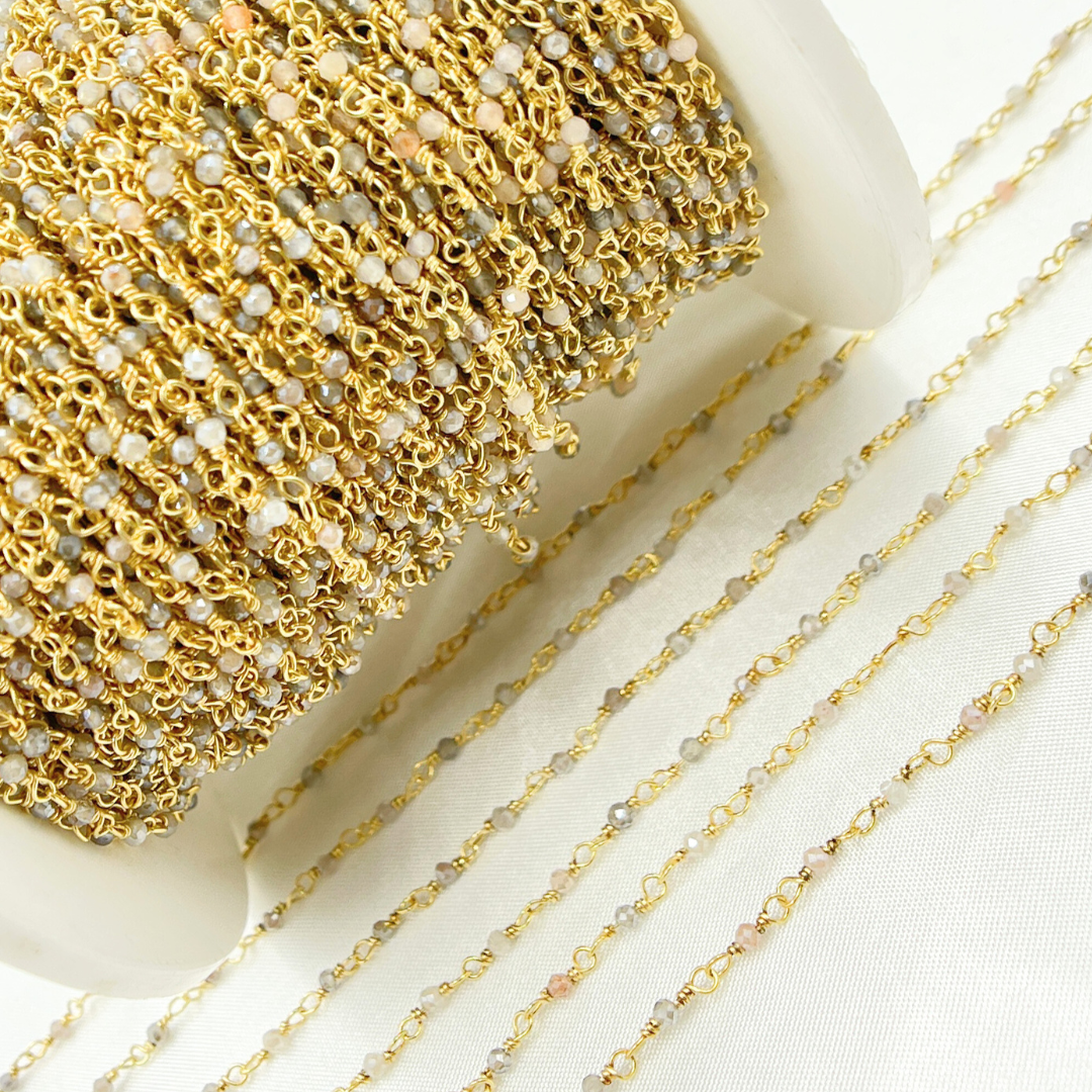 Coated Blue Moonstone Wire Chain