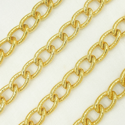 Gold Plated 925 Sterling Silver Textured Curb Link Chain