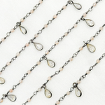 Load image into Gallery viewer, Coated Peach Moonstone &amp; CZ Dangle Oxidized Wire Chain. CMS38
