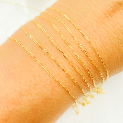 Gold Diamond Cut Paper Clip Chain