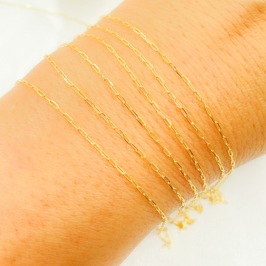 Gold Diamond Cut Paper Clip Chain