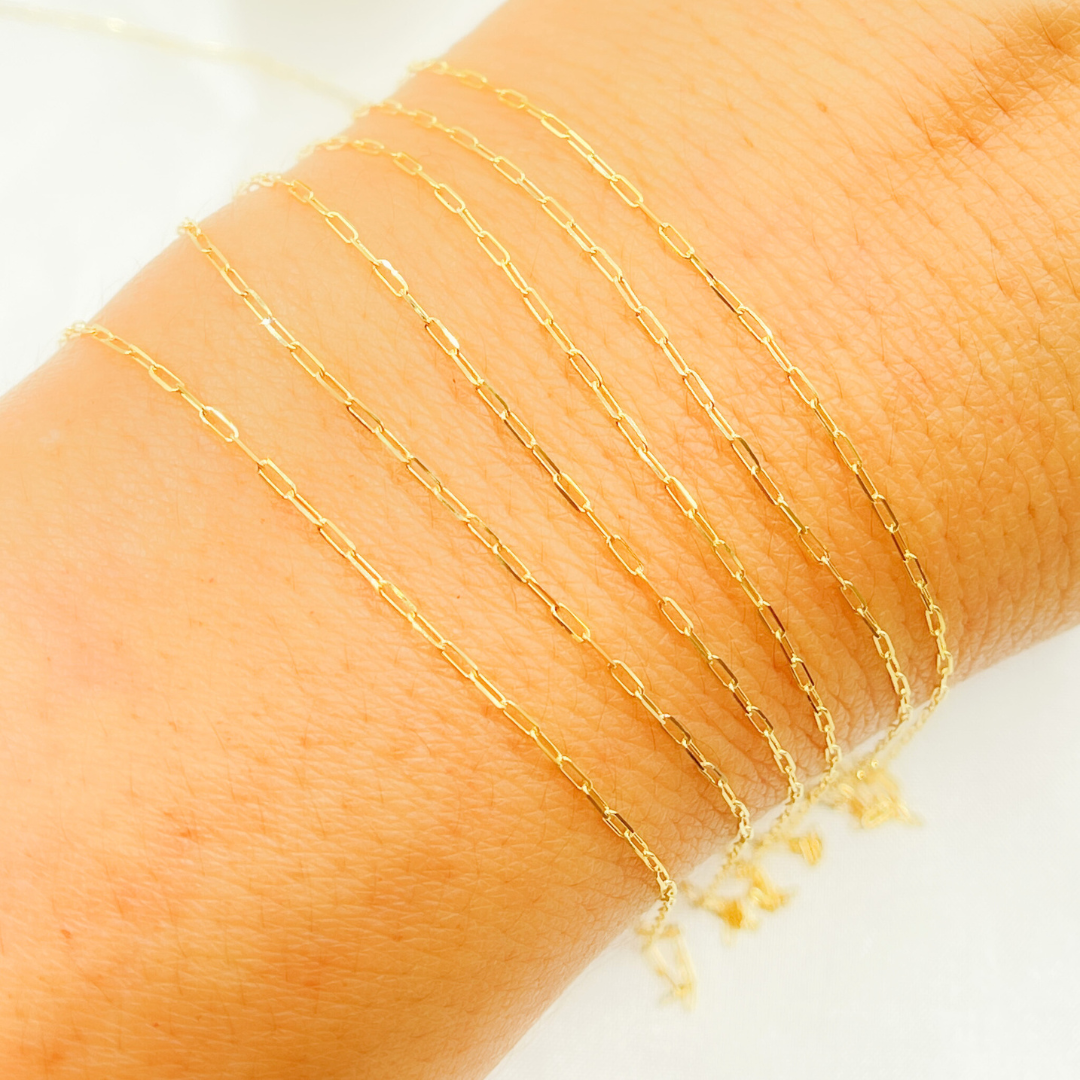 Gold Diamond Cut Paper Clip Chain