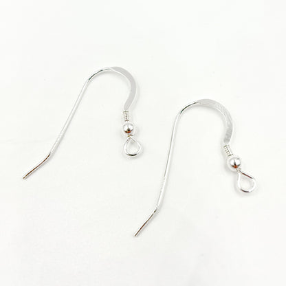 White Sterling Silver Ball Ear Wire