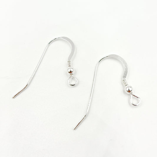 White Sterling Silver Ball Ear Wire