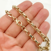 14K Solid Hollow Gold Cable Link Chain