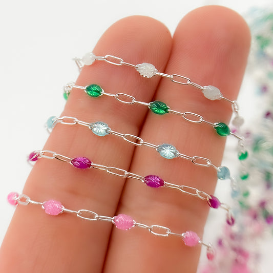 Sterling Silver Enamel Satellite Chains