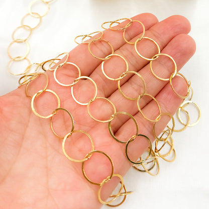 14K Gold Filled Flat Round Link Chain