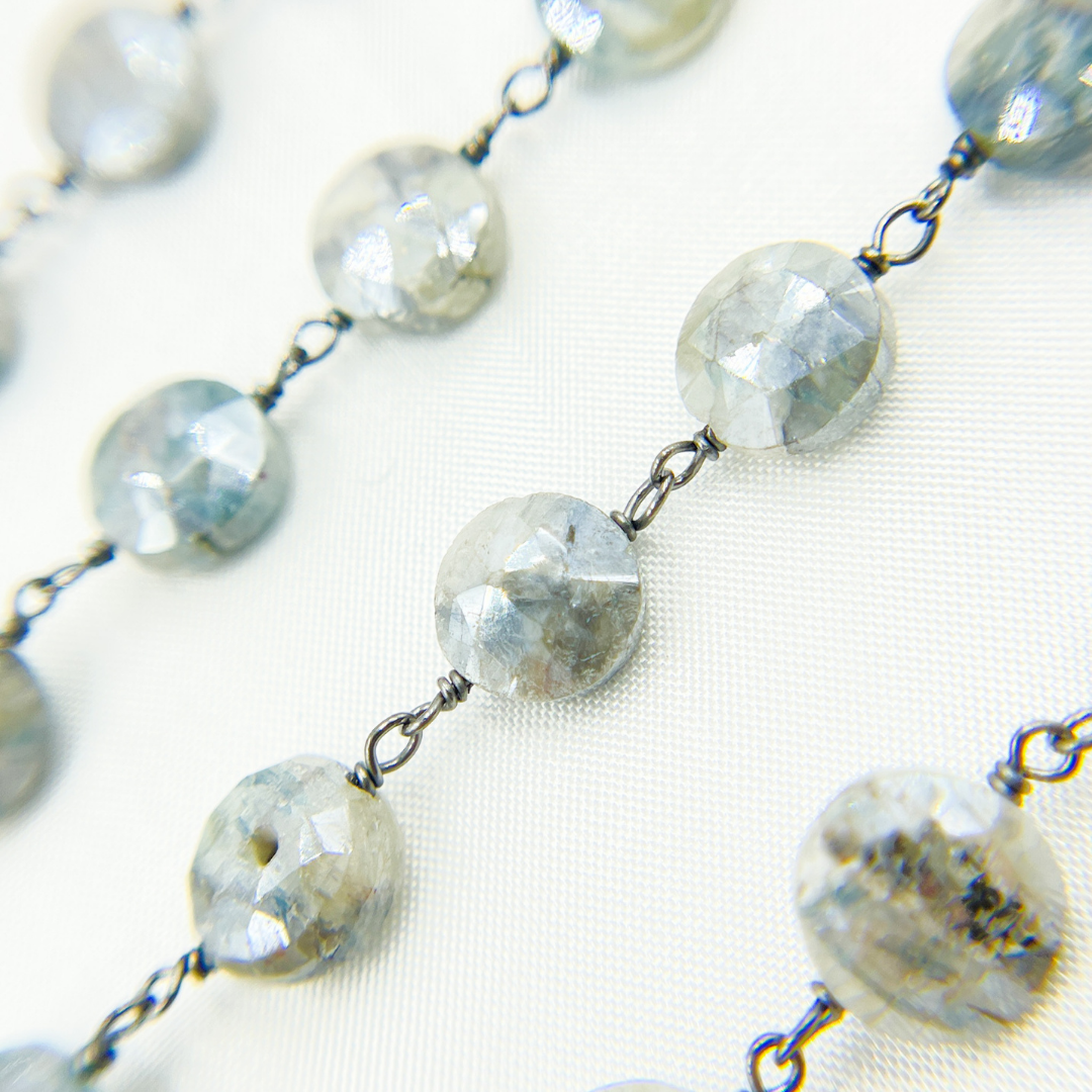 Coated Quartz Coin Shape Oxidized Wire Chain.