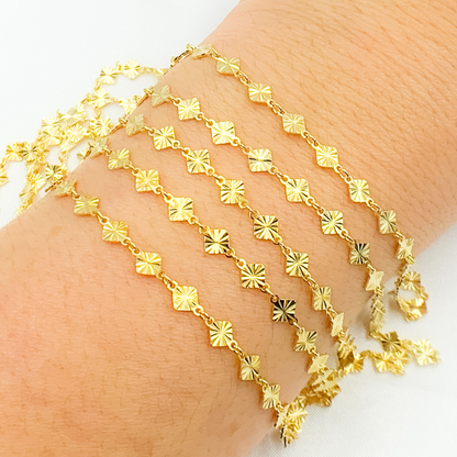 V72GP. Gold Plated 925 Sterling Silver Hammered Diamond
