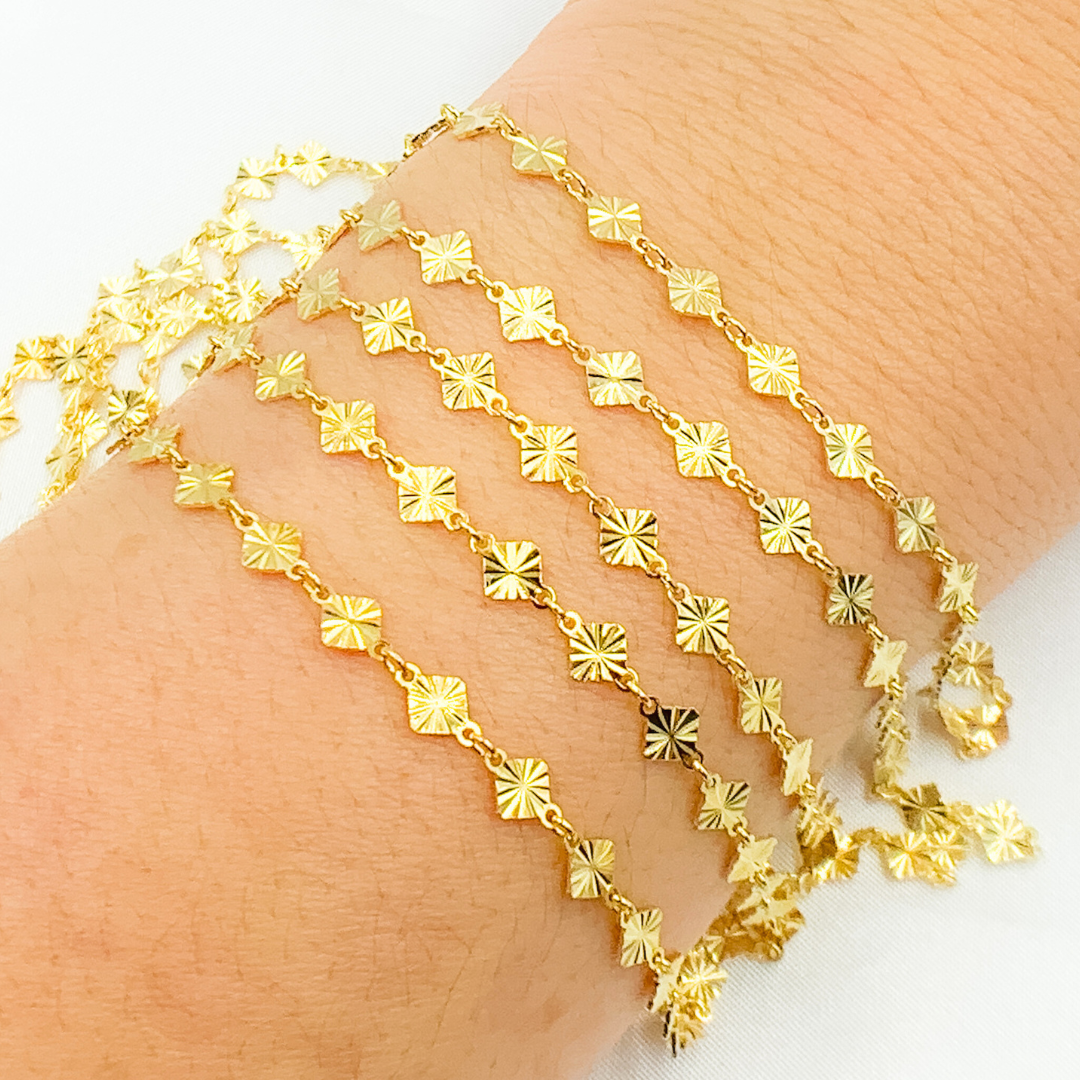 V72GP. Gold Plated 925 Sterling Silver Hammered Diamond