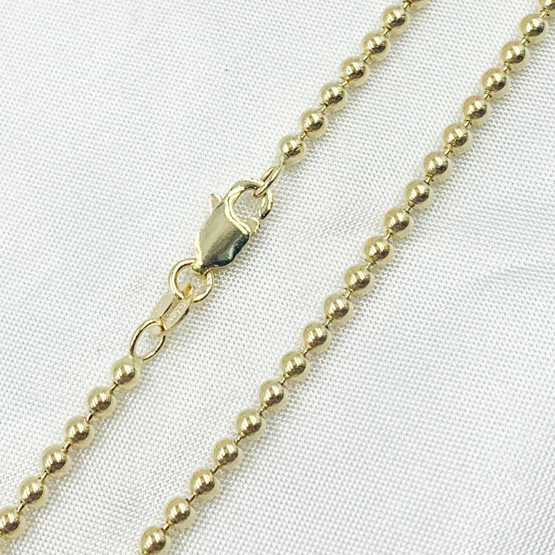 220CP. 14K Solid Yellow Gold Ball Necklace