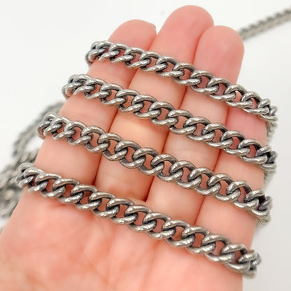 Oxidized Sterling Silver Smooth Curb Chain