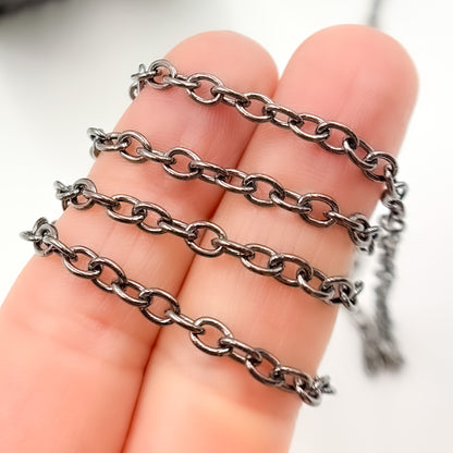 Black Rhodium Sterling Silver Cable Chain