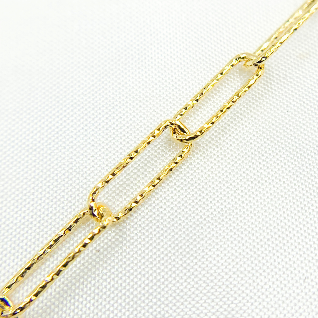 Y80DCGP. Gold Plated Sterling Silver Diamond Cut Paperclip Chain