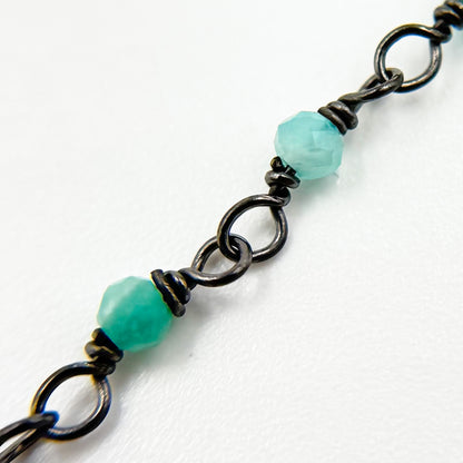 Amazonite Gemstone Round Shape Wire Wrapped
