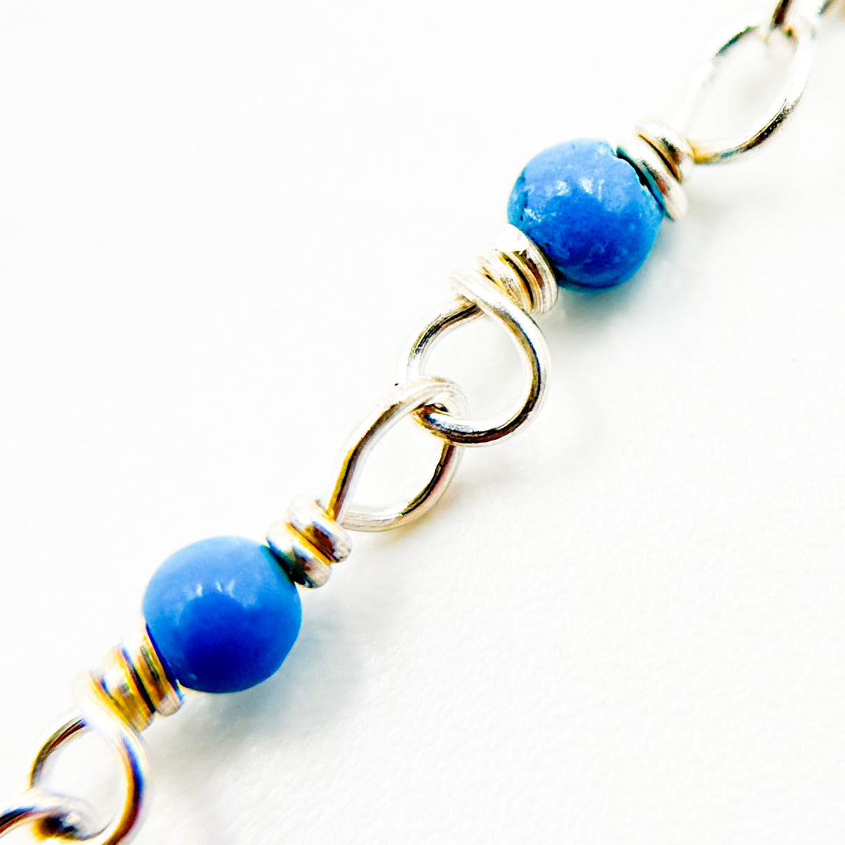 Turquoise Dainty Bead Sterling Silver Wire Chain