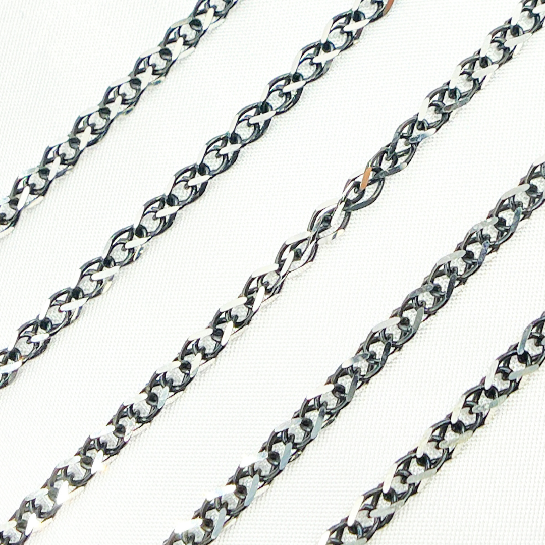 Black Rhodium 925 Sterling Silver Wheat Chain. X8SB