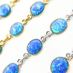 Load image into Gallery viewer, Created Blue Opal Oval Shape Connected Chain. CBO10
