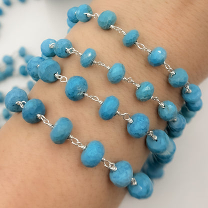 Turquoise Sterling Silver Wire Chain