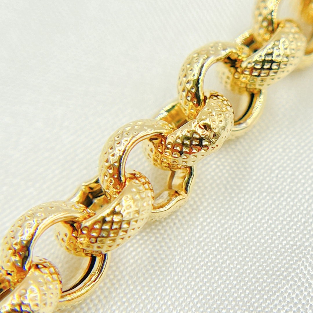 Plated 925 Sterling Silver Textured Round Link Chain