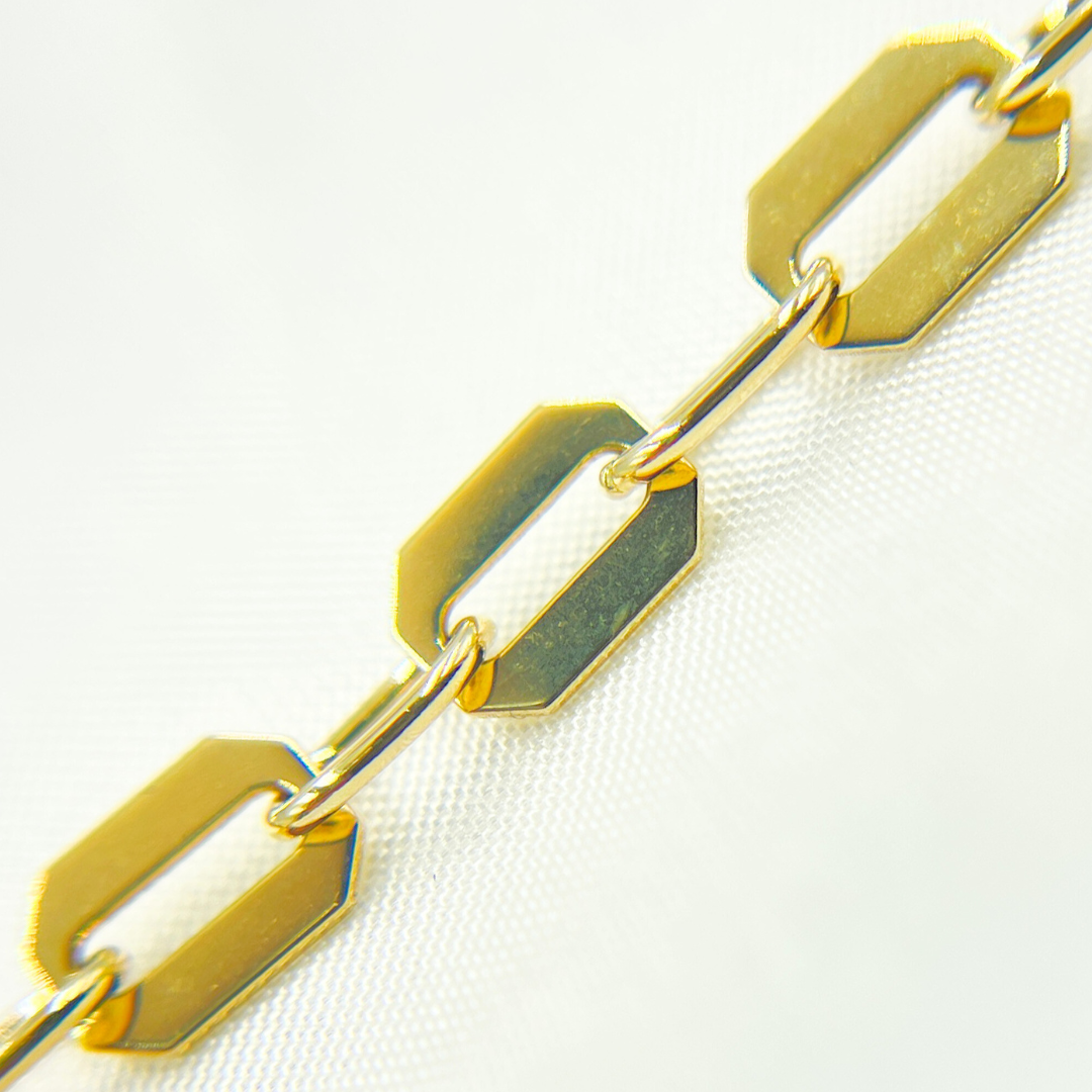 501080G. 14k Solid Yellow Gold Mirror Flat Octagon Link Chain