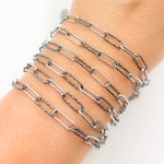 Load image into Gallery viewer, Black Rhodium Sterling Silver Diamond Cut and Smooth Paperclip Chain
