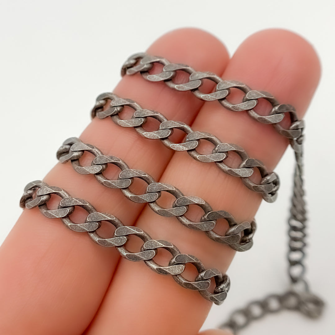 X14OX. Oxidized Sterling SilverCurb Chain